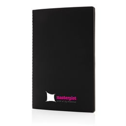 Soft cover PU notesbog med farvet kant, sort